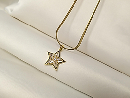 PARLAYAN YILDIZ ÇELİK  KOLYE İTALYAN ZİNCİR