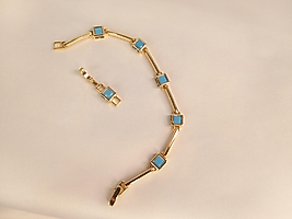 VİP SERİ GOLD MAVİ BONCUKLU BİLEKLİK