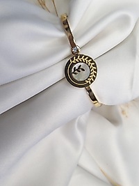 SEDEFLİ ZEYTİN DALI MOTİFLİ GOLD BİLEKLİK KELEPÇE