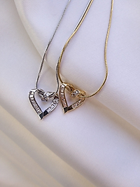 ÇELİK BAGET TAŞLI DÜĞÜM KALP KOLYE