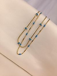 MAVİ BONCUKLU ÇELİK KOLYELER GOLD