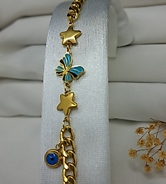 MAVİ KELEBEKLİ YILDIZ DETAYLI ŞANS BİLEKLİĞİ