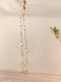 SEDEF TAŞLI KALP ÇELİK KOLYE GOLD