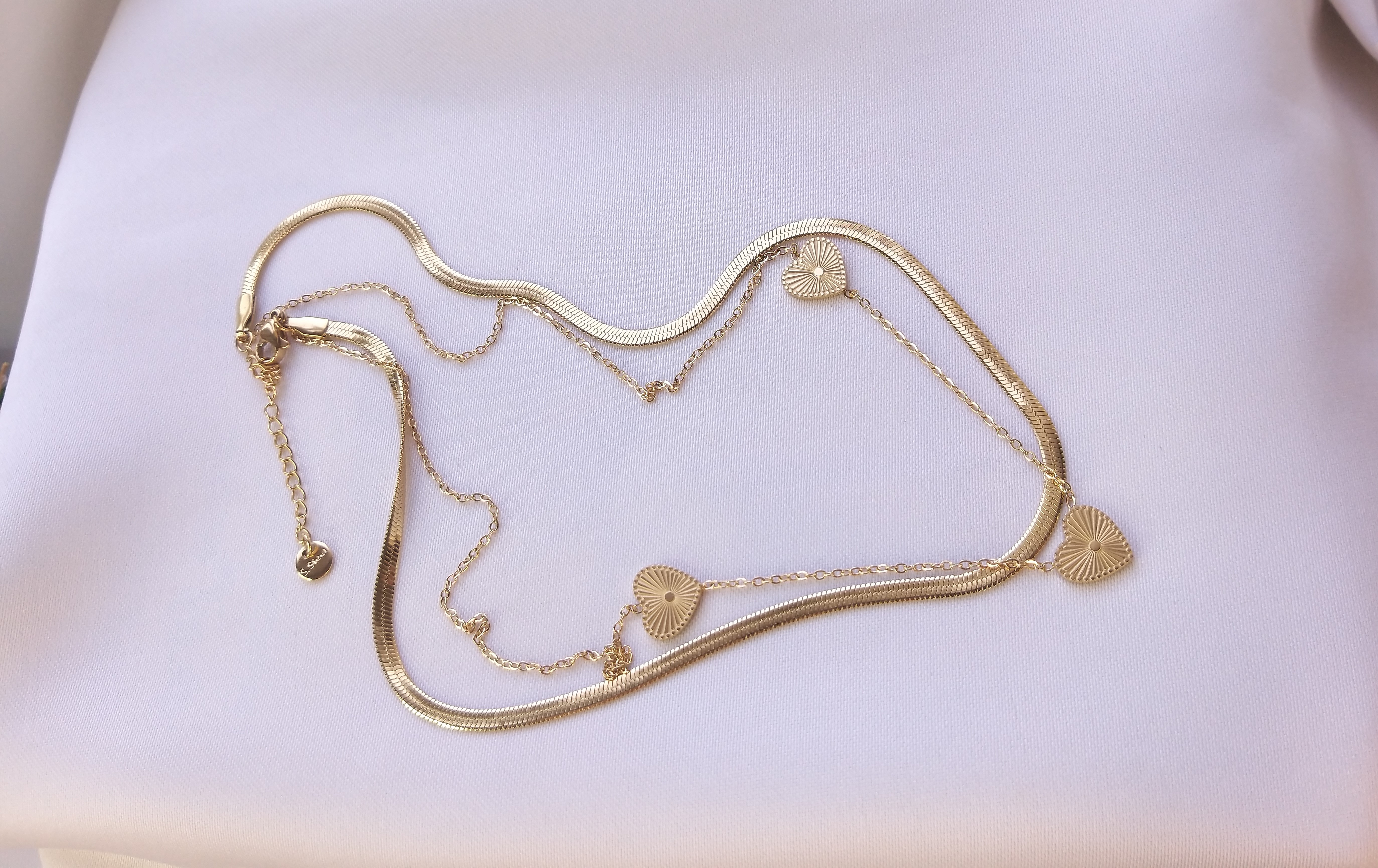 ÜÇLÜ KALP VE İTALYAN ZİNCİRLİ ÇELİK KOLYE