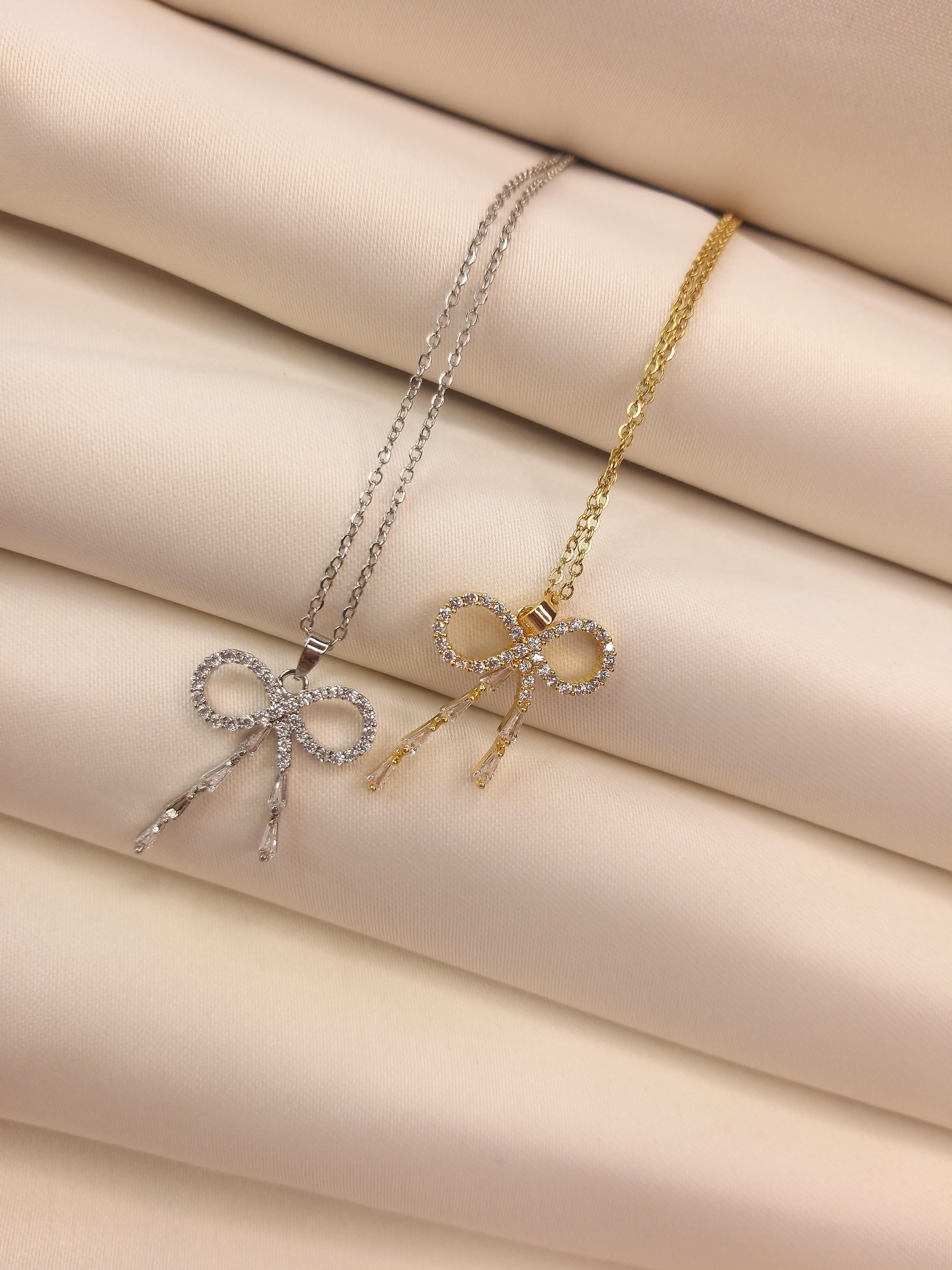 ZİRKON TAŞLI FİYONK KURDELE KOLYE