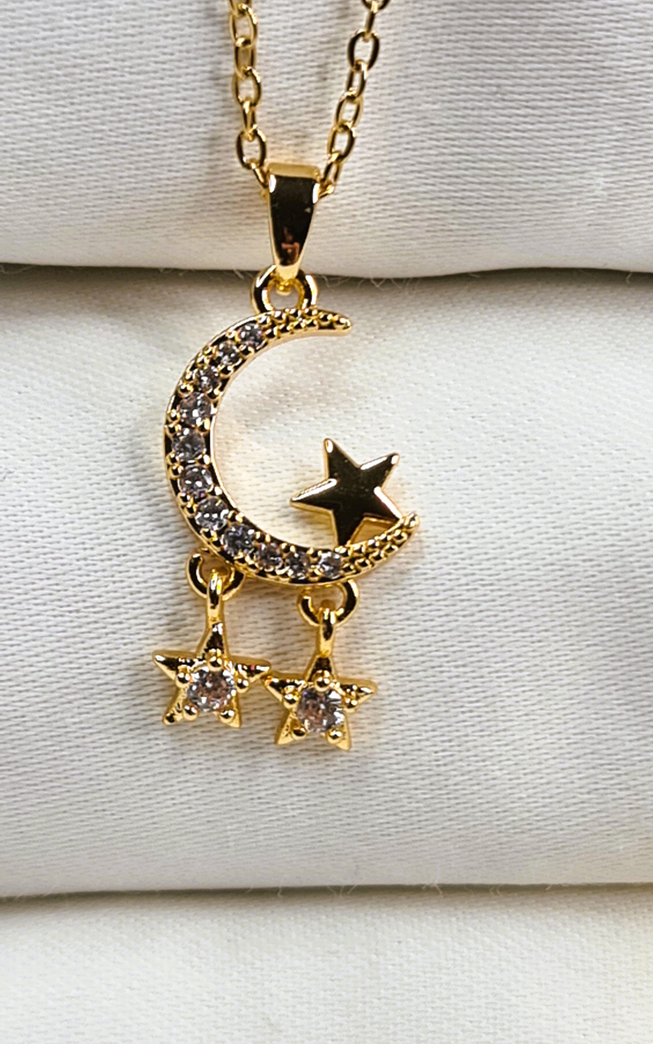 ZİRKON TAŞLI ÇİFT YILDIZLI KOLYE